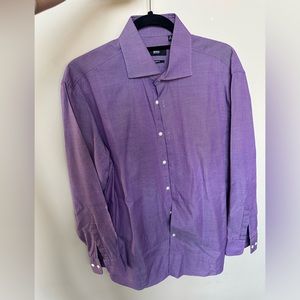 Men’s purple patterned boss, dress shirt button up